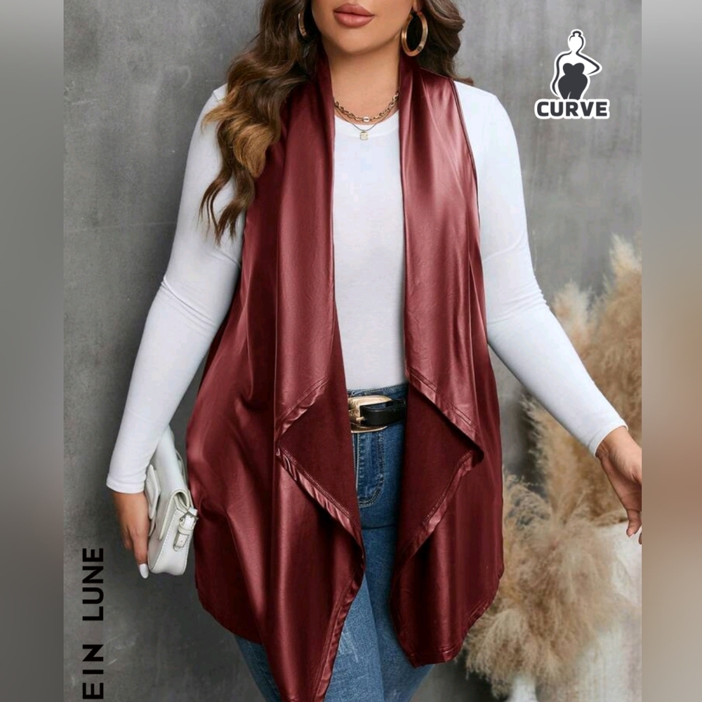 Plus Waterfall burgundy vest